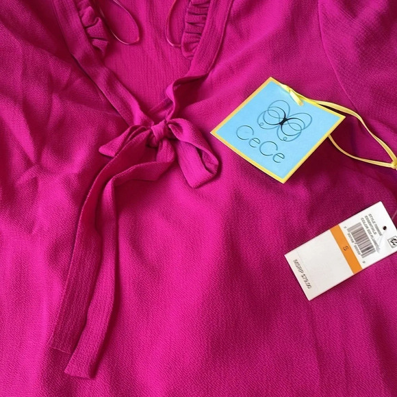 Cece NWT ruffle blouse pink cap sleeve size small - Picture 5 of 8